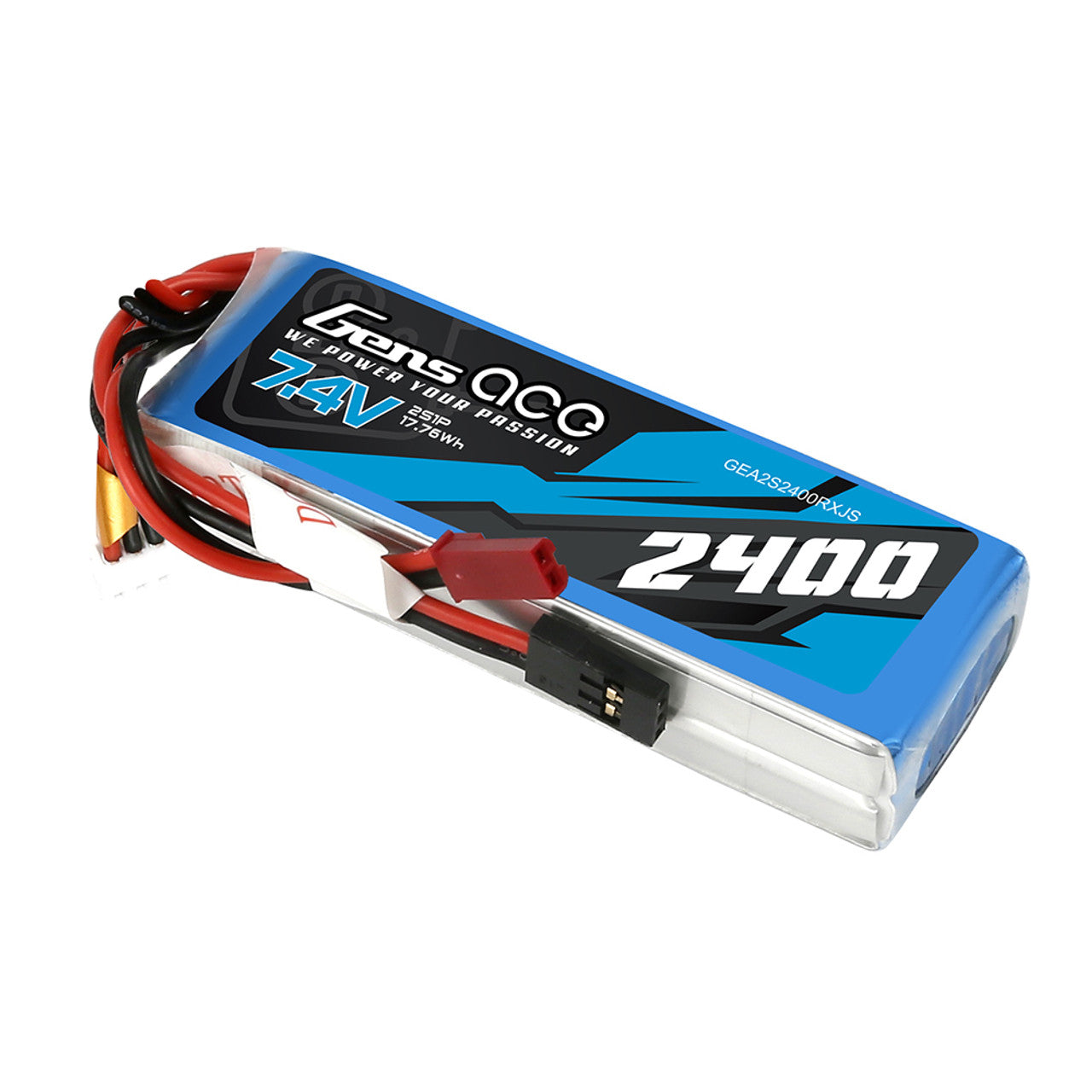 Gens ace 2400mAh 2S 7.4V RX Lipo Battery Pack with JST-SYP Plug - GEA2S2400RXJS