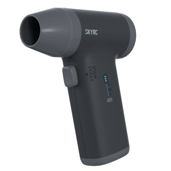 Gray handheld device with 'SKYRC' branding on a white background