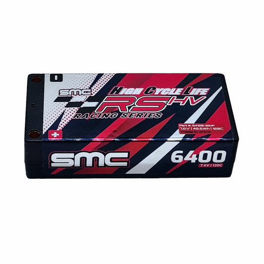 SMC HCL-RS 7.6V 6400mAh 120C LiHV 5mm Hardcase Lipo Shorty Battery 64120-2S1P