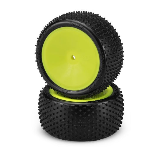 JConcepts Nessi 1/10th Rear Tires Pink Compound Pre-mounted 3348Y Yellow Wheels