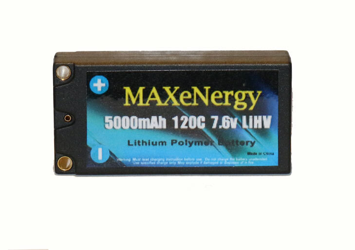 MAXeNergy 5000mAh 7.6V 120C 2S Shorty LiPo Battery RC Car Truck