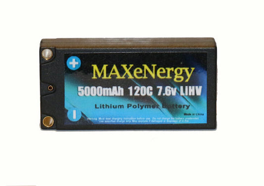 MAXeNergy 5000mAh 7.6V 120C 2S Shorty LiPo Battery RC Car Truck