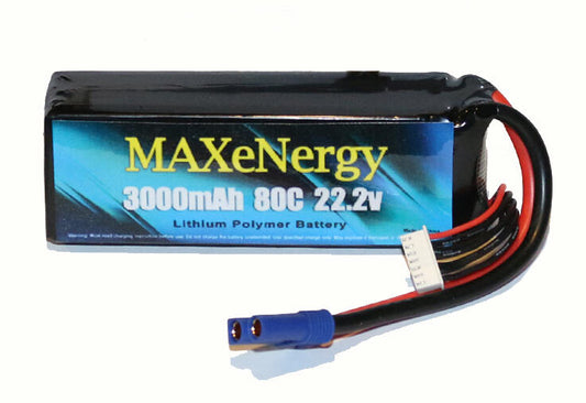 MAXeNergy 3000mAh 22.2V 80C 6S LiPo Battery EC5 RC Car Truck Boat Drag Racing