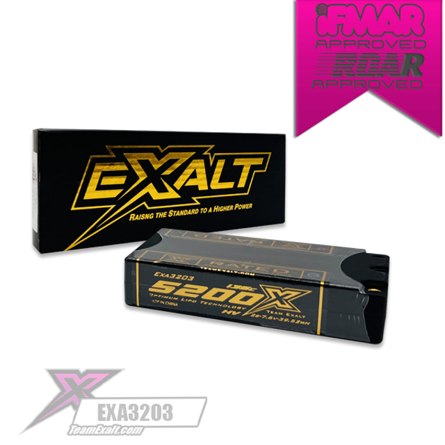 Exalt X-Rated 5200mah 135c 2s 7.6v LCG Shorty HardCase HV Lipo Battery - EXA3203