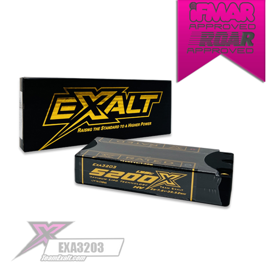 Exalt X-Rated 5200mah 135c 2s 7.6v LCG Shorty HardCase HV Lipo Battery - EXA3203