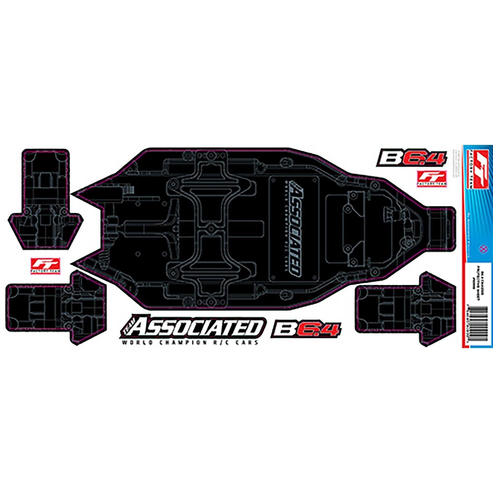 Team Associated RC10B6.4 FT Chassis Protective Sheet +3mm, Printed ASC91999