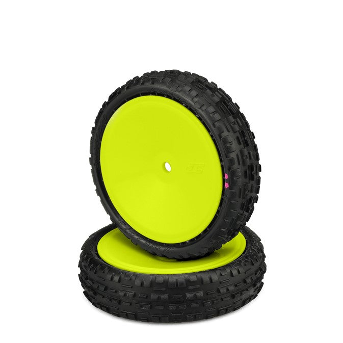 JConcepts Swaggers 2wd Front Buggy Tires, Pink Compound, Pre-Mounted on 3376Y Wheels