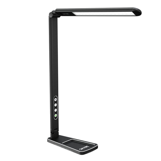 Black LED desk lamp on a white background