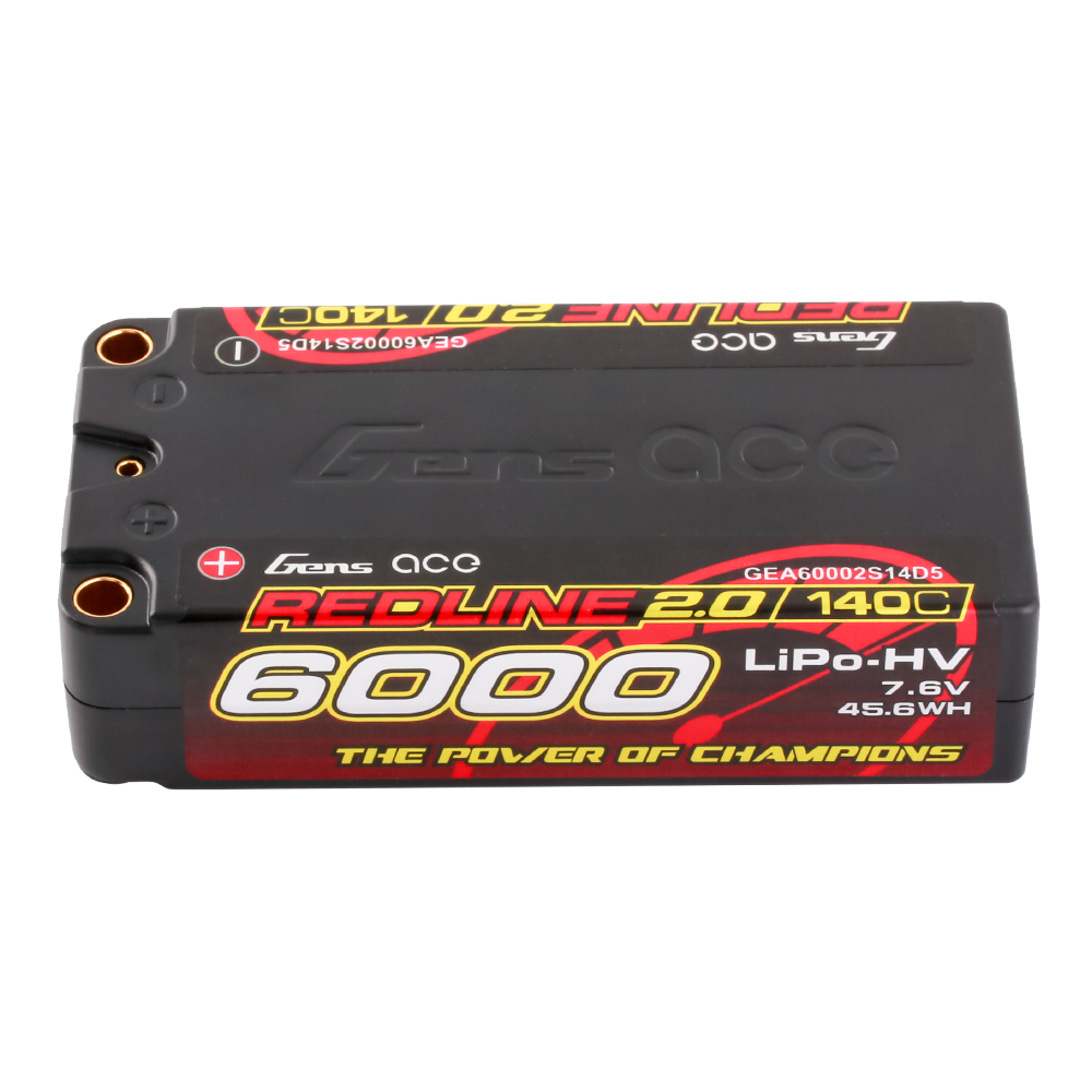 Gens Ace Redline 6000mAh LiPo-HV battery pack on a white background